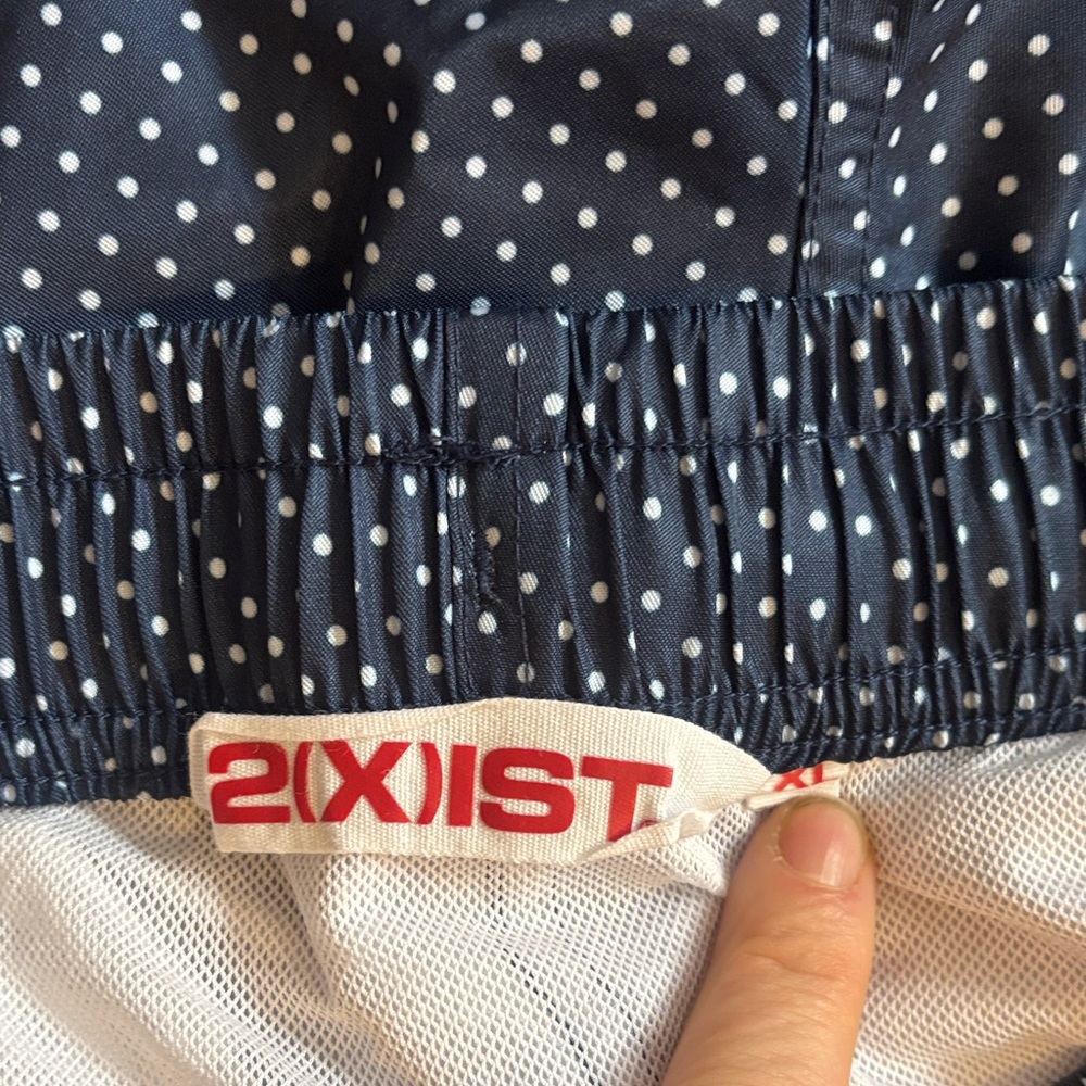 2xist Dark Blue Swim Trunks with White Swiss Dots NWOT - Picture 6 of 15